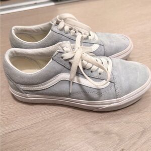 Vans Women's Low-Top Suede Sneakers — Light Blue with White Stripe